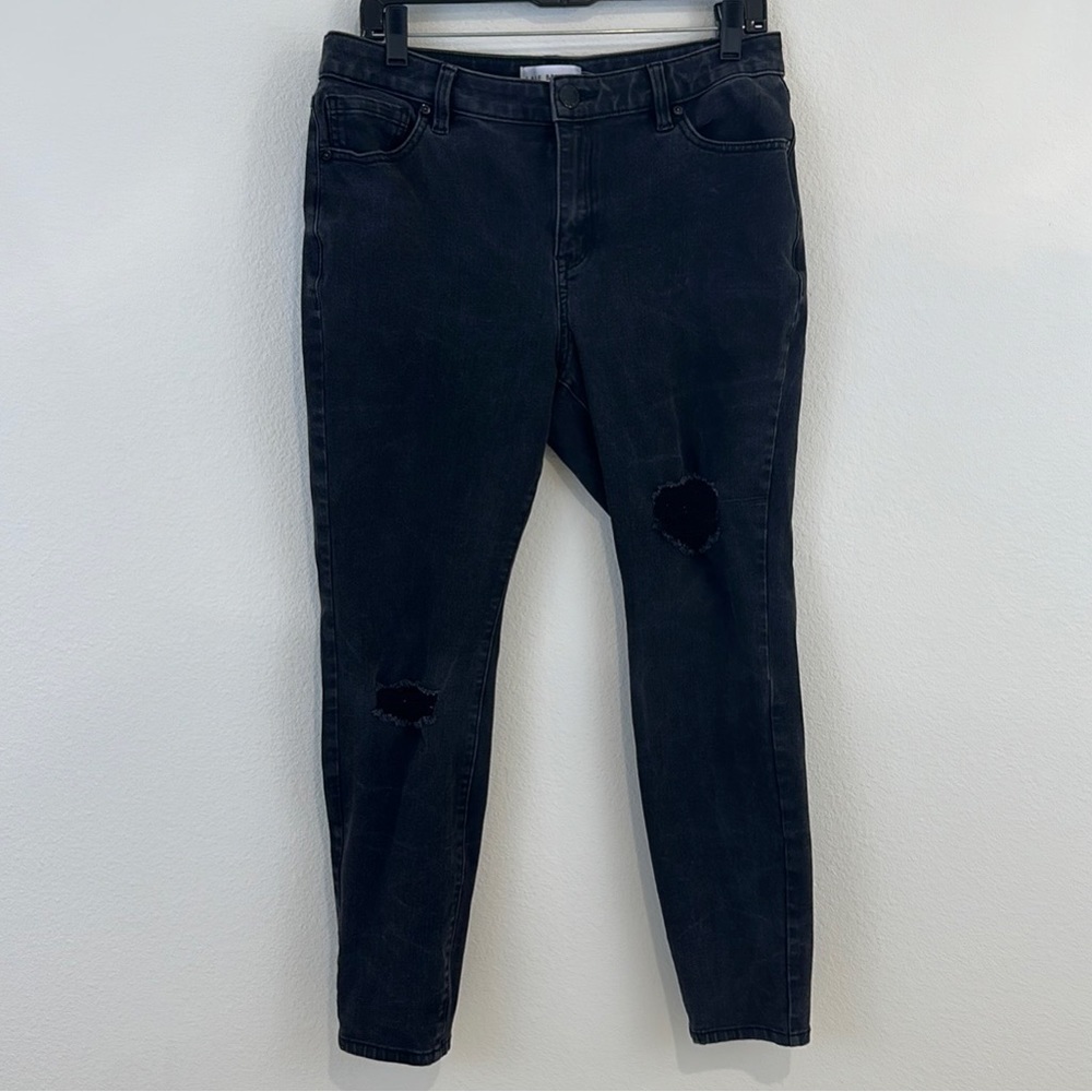 Lane Bryant Black Distressed High Rise Skinny Jeans